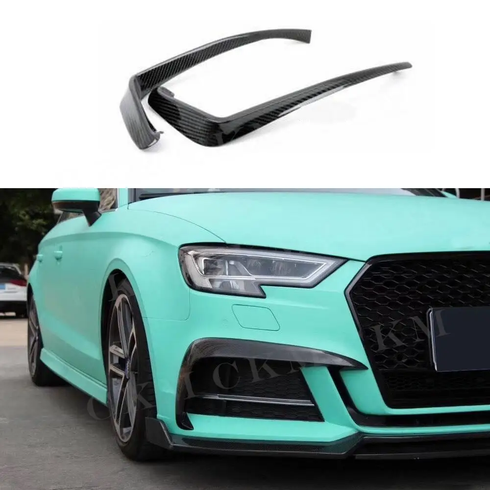 Rama powiek przednich świateł przeciwmgielnych z włókna węglowego do Audi A3 S3 Sedan Hatchback 2013-2019 RS3 Style Foglamp Eyebrows Trim Cover