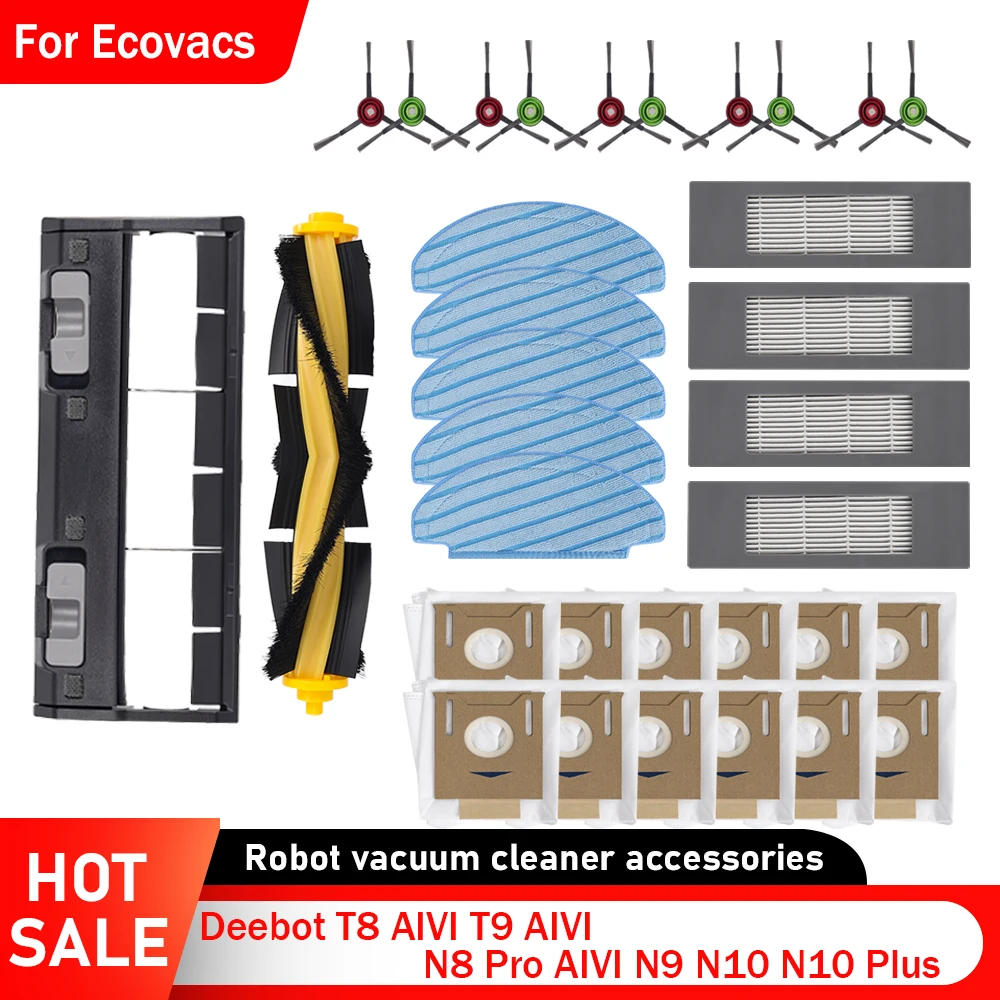 Accessories For ECOVACS Deebot T8 AIVI N8 Pro AIVI N9 N10 N10 Plus Side Brush,Main Brush,  Filter, Dust Bag,Hepa Filter