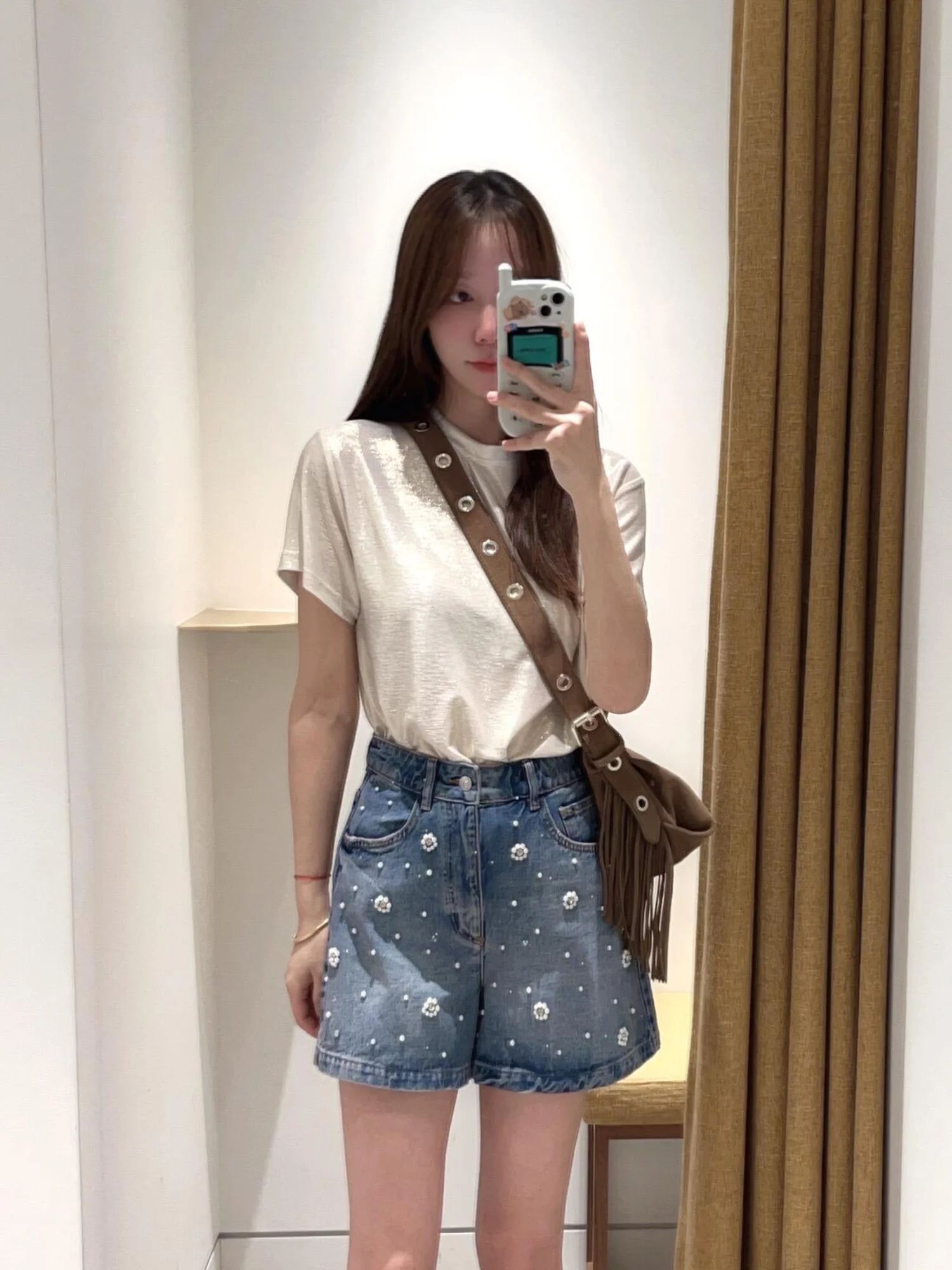 

Модные ретро-джинсовые шорты с цветочным декором, повседневные, с высокой талией, женские, летние, новые, прямые, на молнии, синие