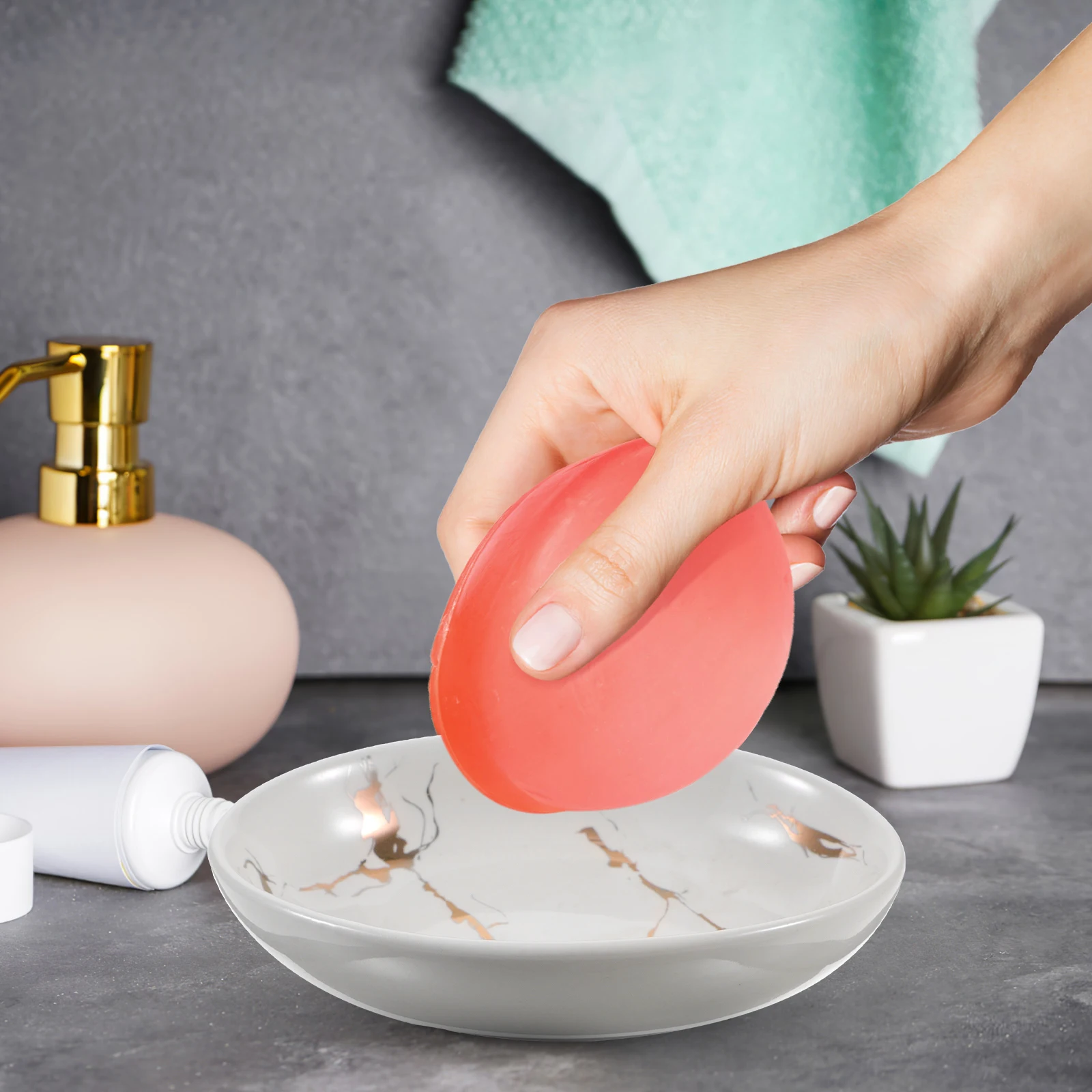 طبق صابون من السيراميك، لمسة نهائية رخامية، سطح غير قابل للخدش، دش الحمام، صينية تخزين، حامل الصابون، تصميم ديكور