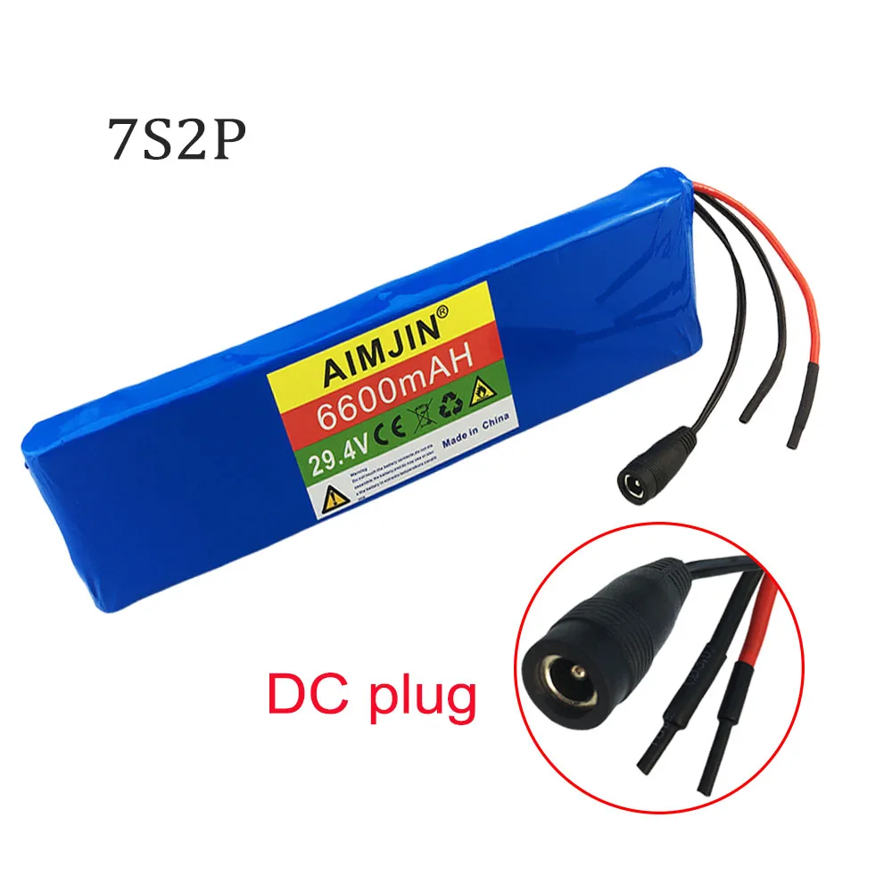 7S2P 18650 lithium battery pack, 29.4V 6600mAH high capacity, built-in intelligent BMS protection board, with charger