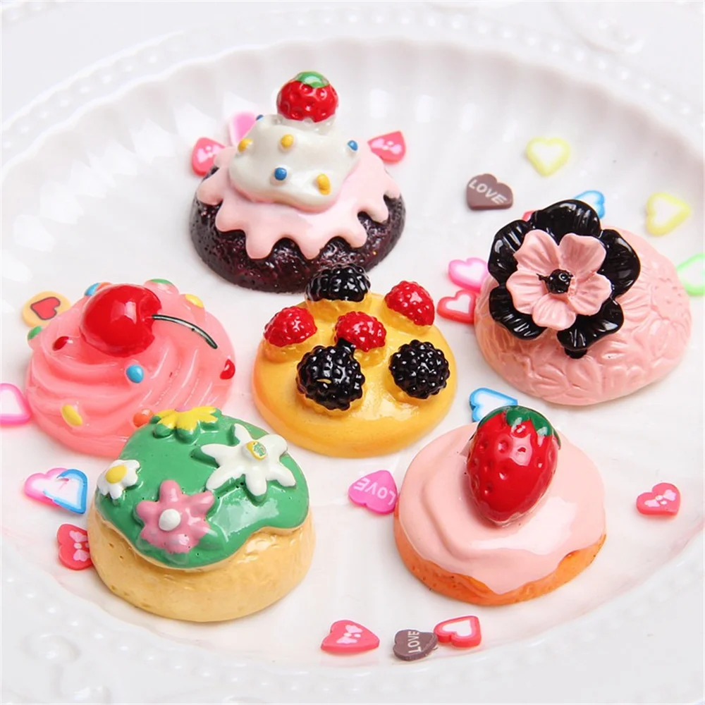 Cake001 5pcs Resin Cake Accessories Imitation Strawberry Cake DIY Cream Phone Case Material Refrigerator Sticker Accessories