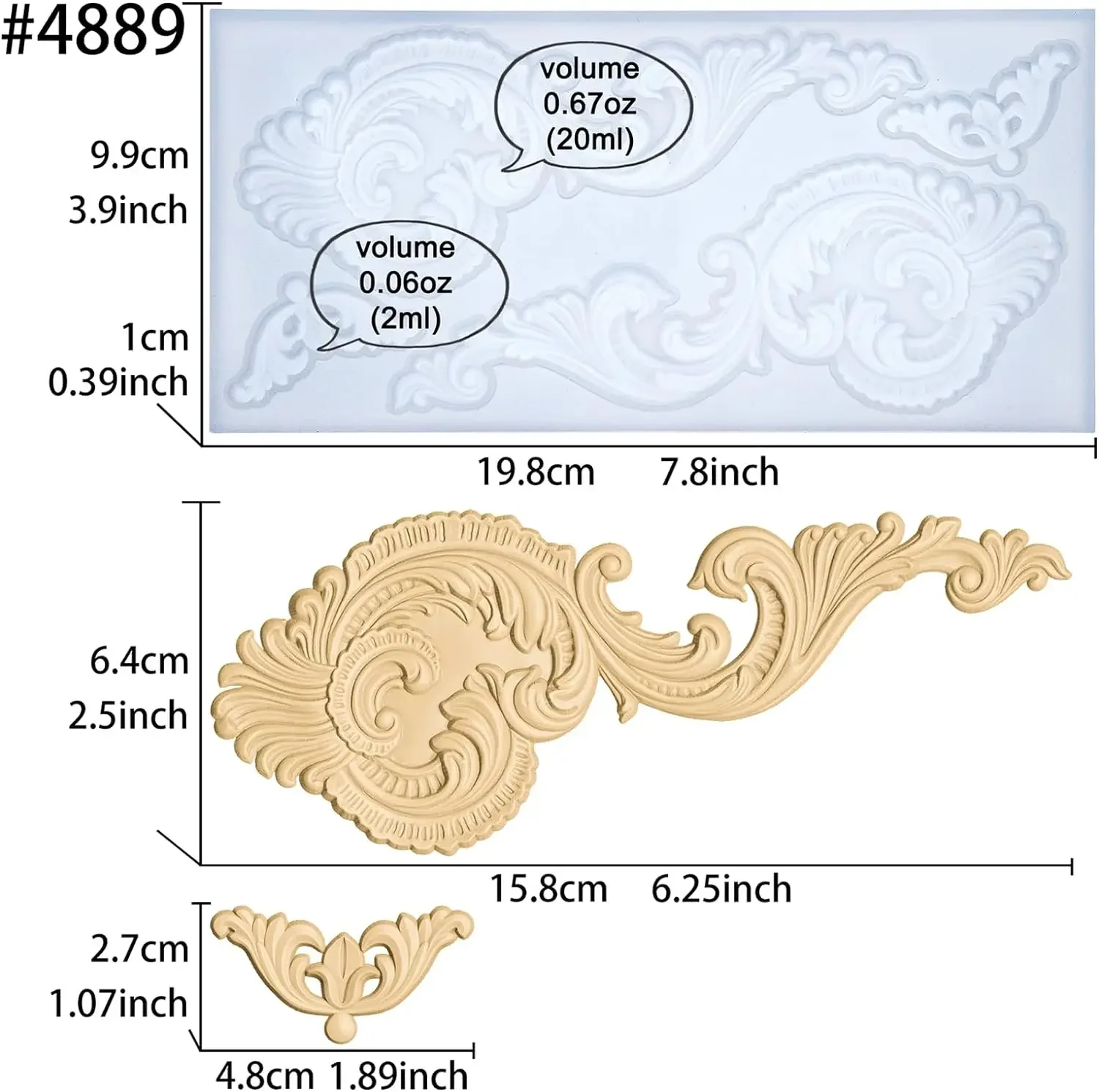 VERIDIAN Epoxy Resin Molds Baroque European Style Retro Embossed Mold Fondant Cake Decoration Plaster Silicone Mold Cake Tools