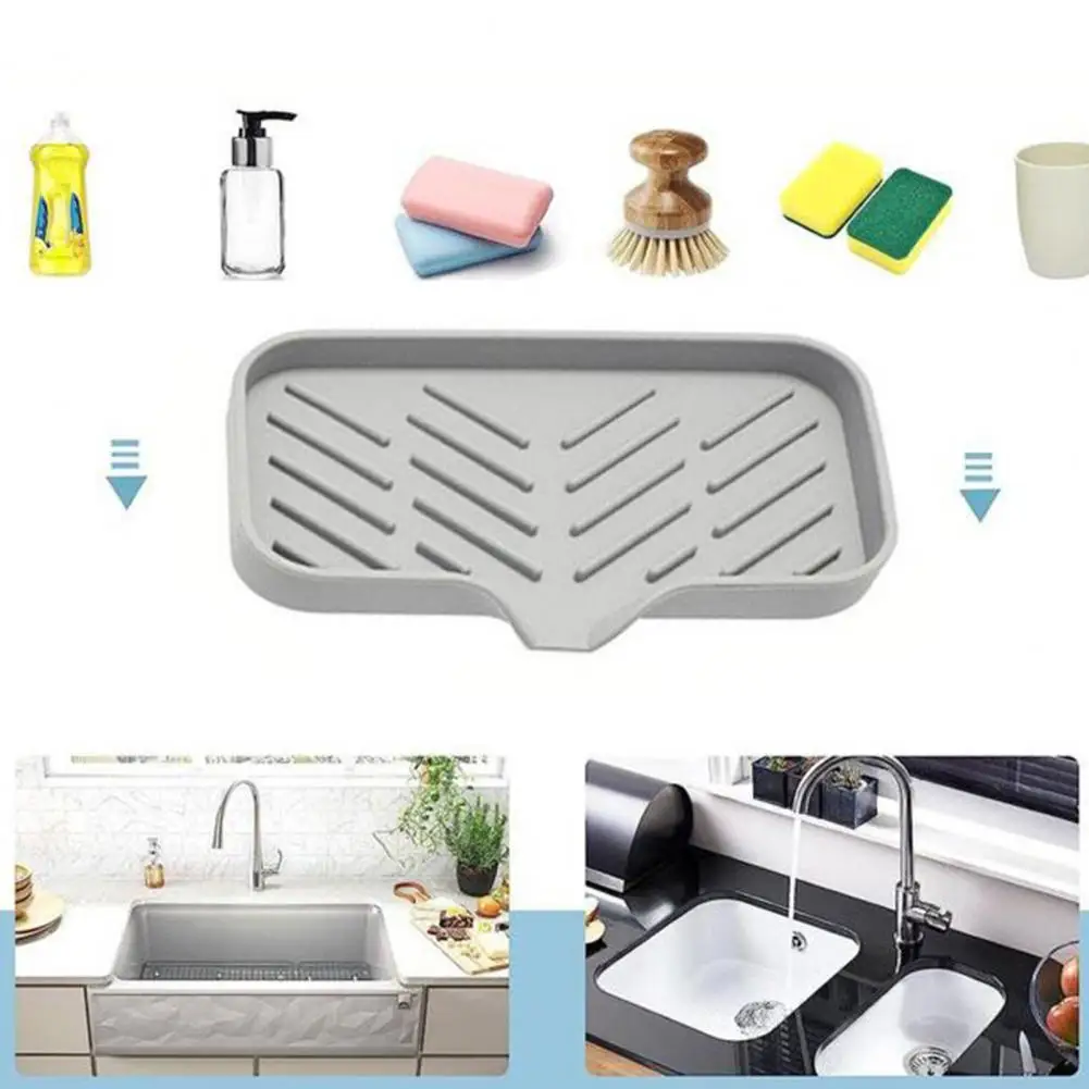 Kitchen Sink Organizer Sink Drying Mat Kitchen Sink Silicone Drying Mat Non-slip Holder Tray Food Grade Sponge Scouring Ball