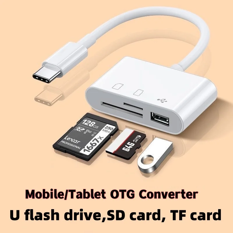 

2025 Phone Card Reader SD3-in-1 Converter Adapter Universal Tablet Connection USB Flash Drive Type-C Memory Card TF CF SD Reader