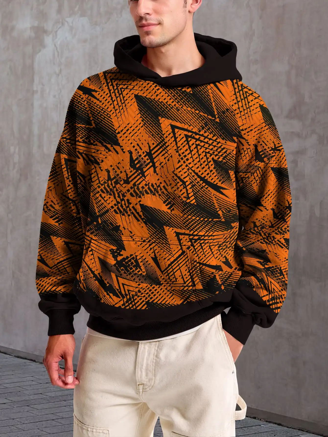 

Orange gradient style 3D print tie-dye hoodie light color style graffiti pattern hoodie sweatshirt cool street style pullover