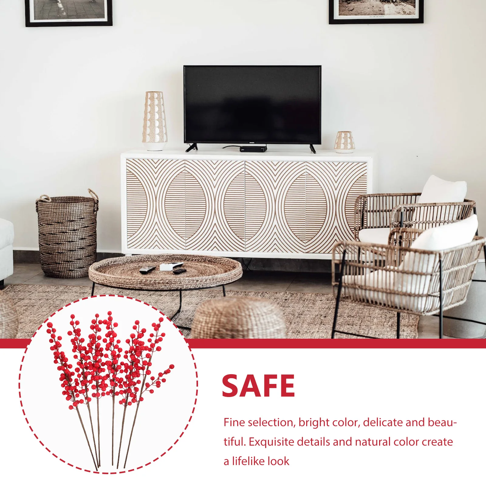 

6Pcs Christmas Artificial Red Berry Branches Simulation Berries Stems Xmas Tree Decoration DIY Festive Picks Artificial Berry