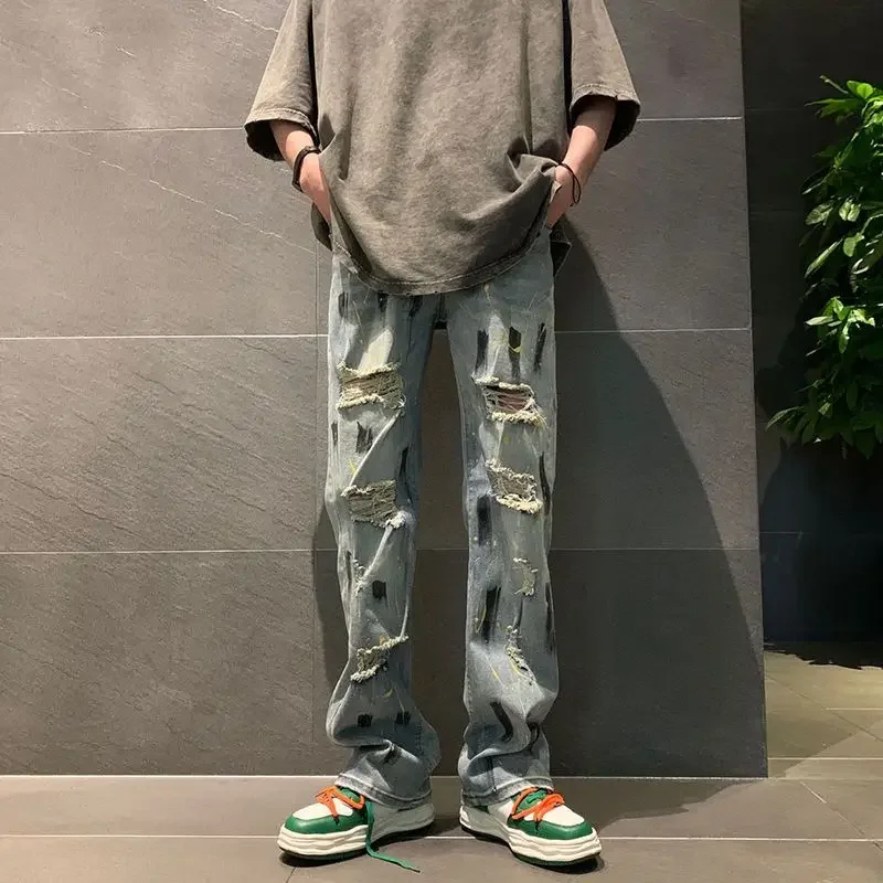 

Loose Man Cowboy Pants Baggy Korean Fashion Cheap Trousers Luxury Designer 2025 Autumn Clothes Y2k 2000s Style Xs Jeans for Men
