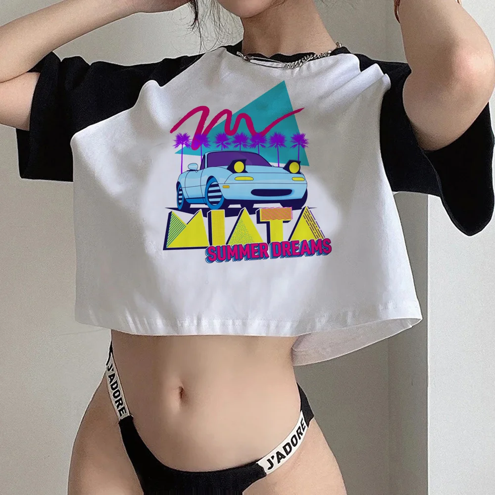 miata streetwear 2000s crop top Woman streetwear yk2 2000s tshirt clothing