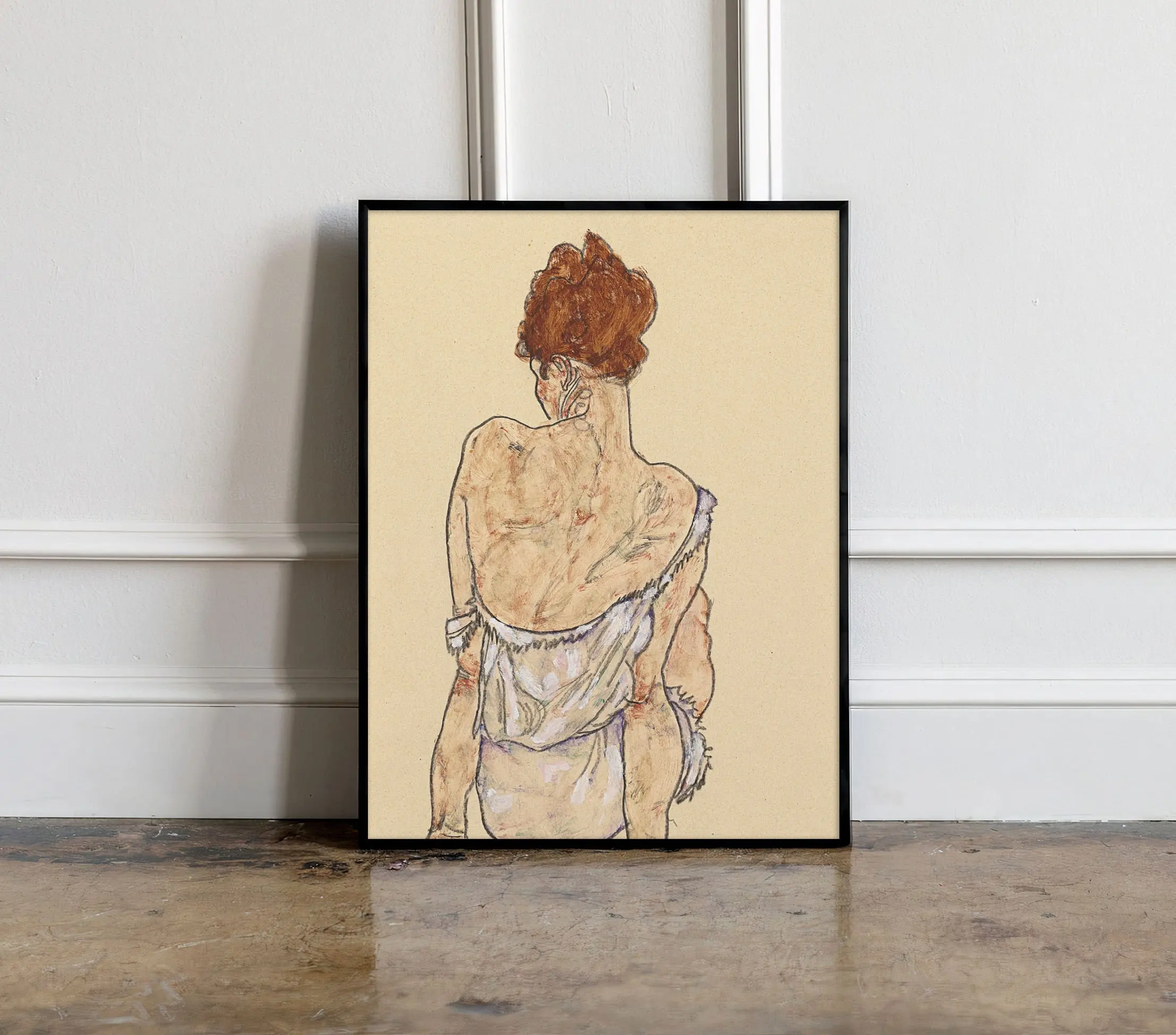 Egon Schiele Poster Naked Body Color Sketch Figure Poster Wall Art Canvas Painting Modern Home Decor for Living Room