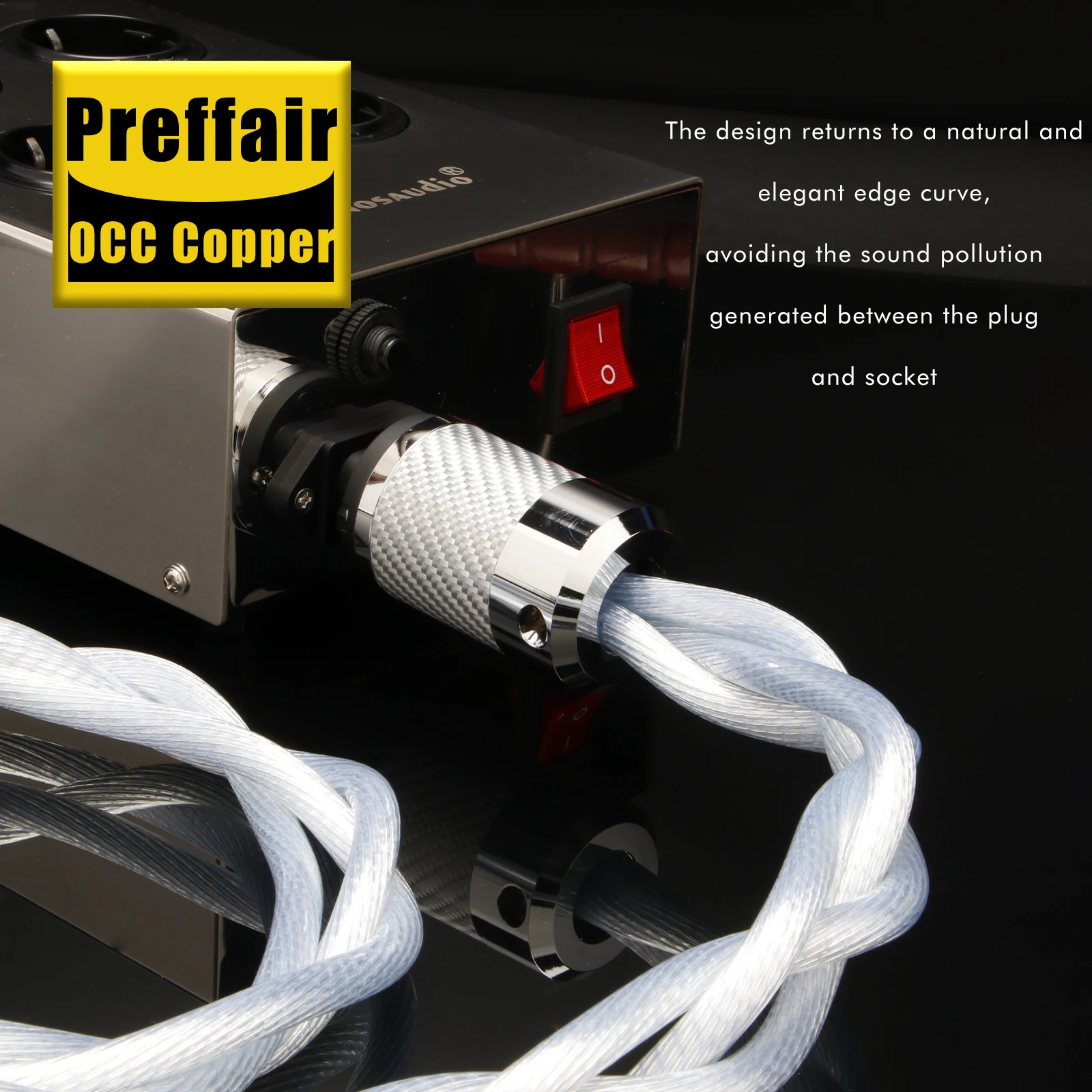 Preffair X410 5N OCC US & EU AC-Stromkabel mit Kohlefaser-Rhodium-Beschichtung für HIFI-Audioverstärker, DAC und Filter – Detail 1
