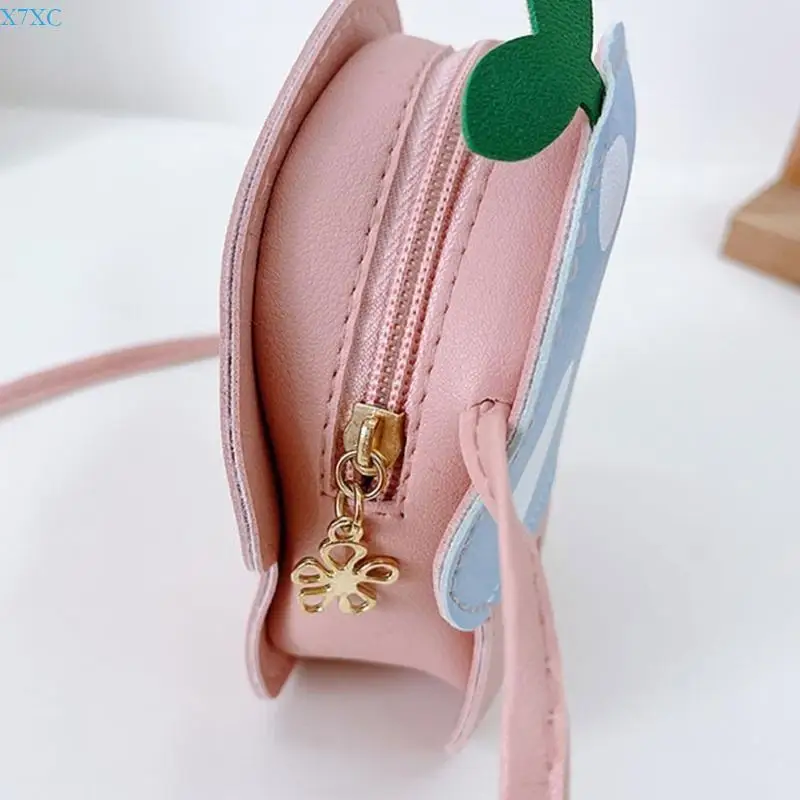 X7XC حقيبة صغيرة أنيقة على شكل فطر للفتيات محفظة كتف أنيقة من جلد البولي يوريثان مع سحاب آمن #4