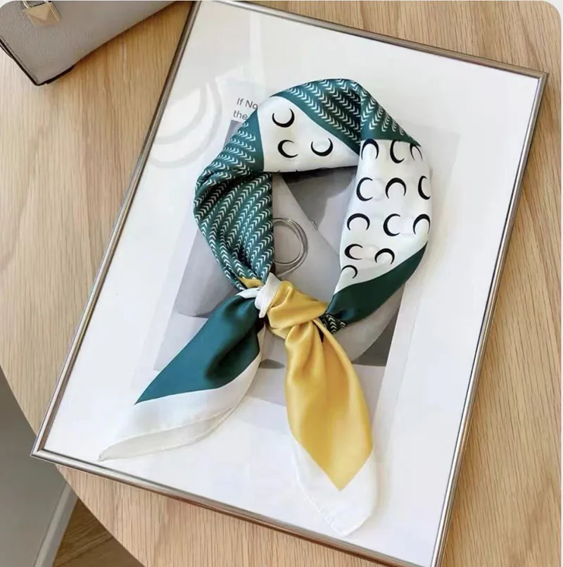 Luxury Design Silk Square Scarf Women Flower Print Foulard Neckerchief Lady Soft Satin Tie Shawl Wraps Hairband Head Hijab Gifts