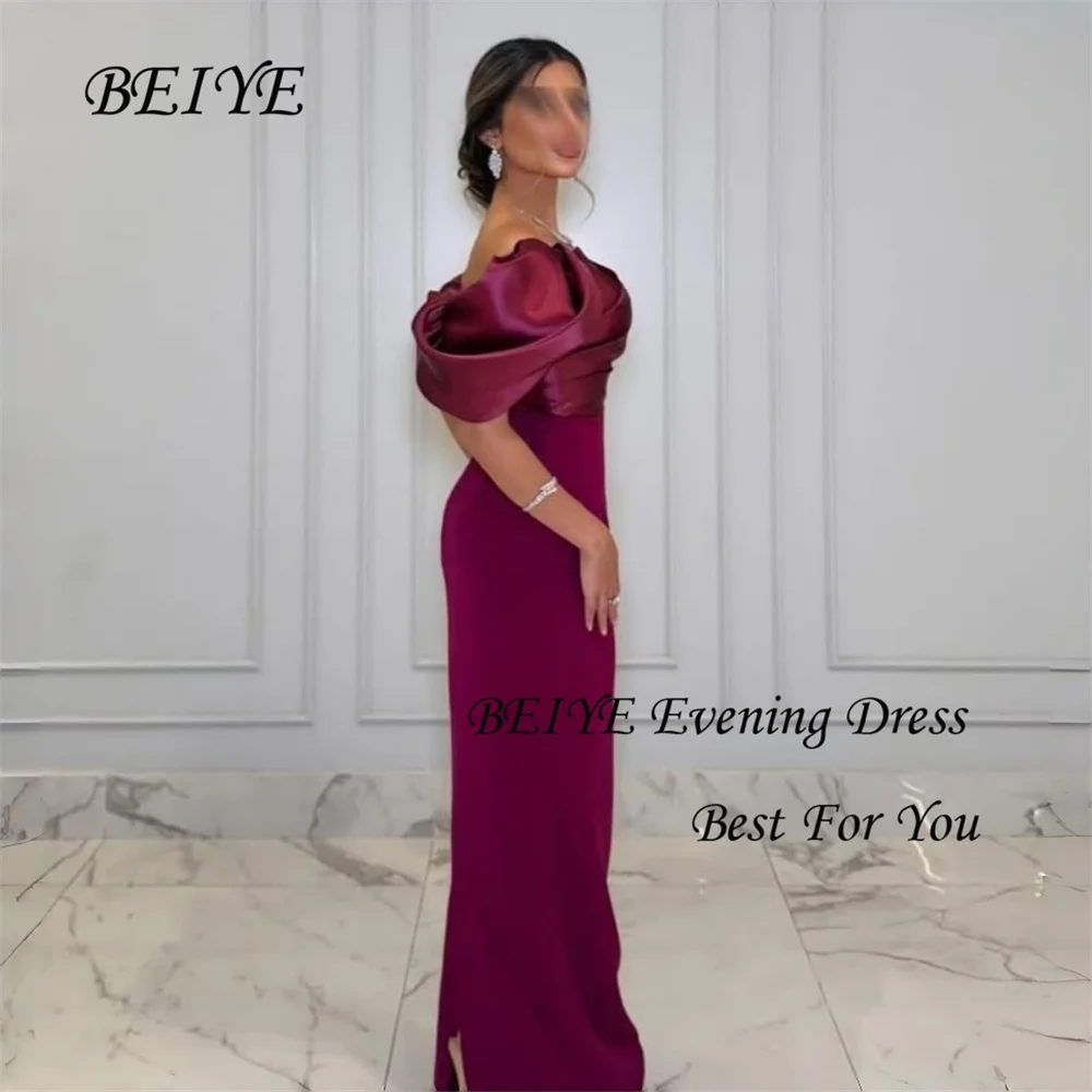 BEIYE Eenvoudige Uit De Schouder Schede Avondjurken Vrouwen Strapless Open Back Party Gown Aangepaste فسات musica