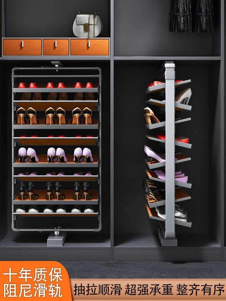 Rotating shoe rack, 360-degree, multi-layer, with built-in reversible design for easy storage, and ultra-thin shoe cabinet with