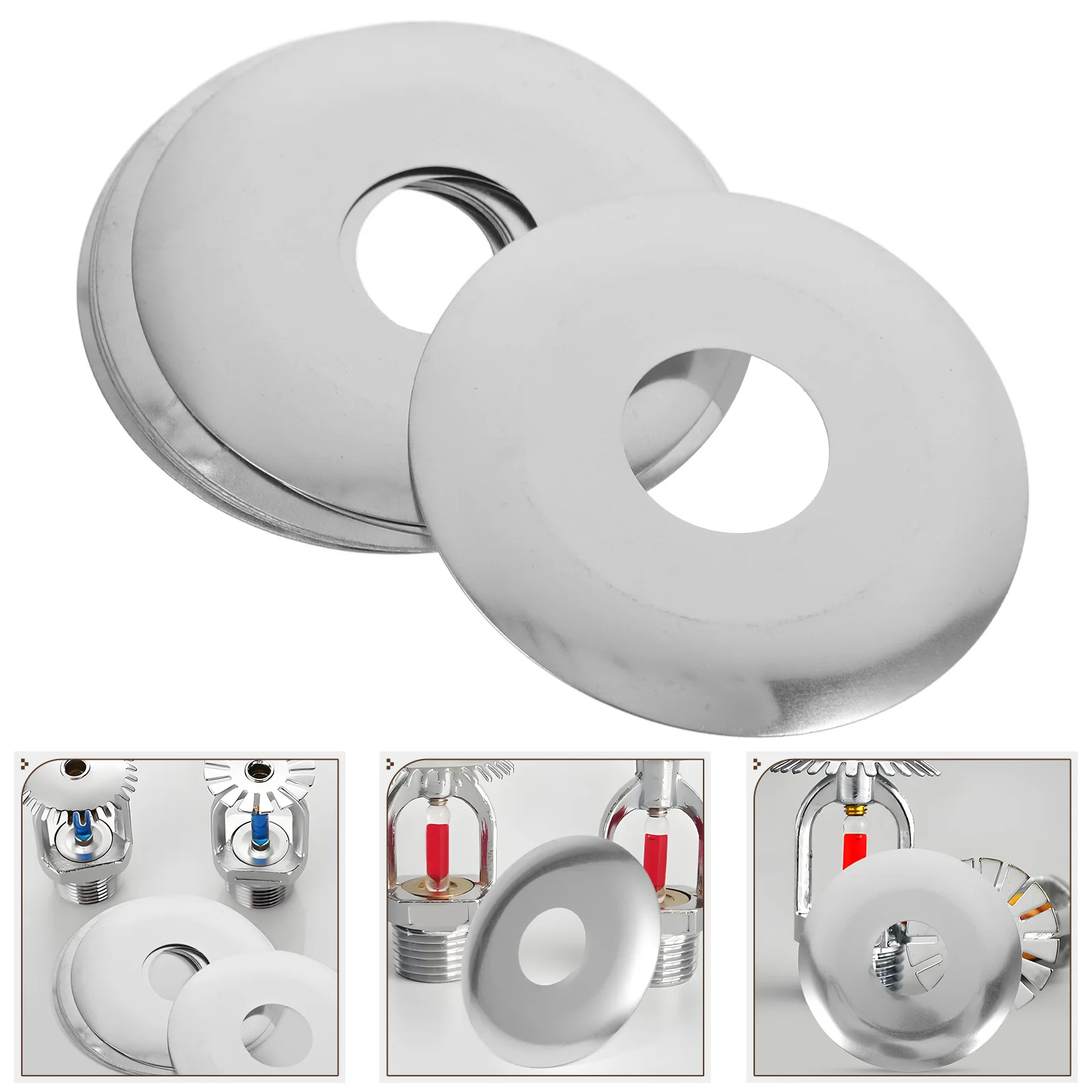 

10pcs Fire Sprinkler Plate Design Wall Mounted Sprinkler Head Protector Stainless Steel Escutcheon Replacement Wall