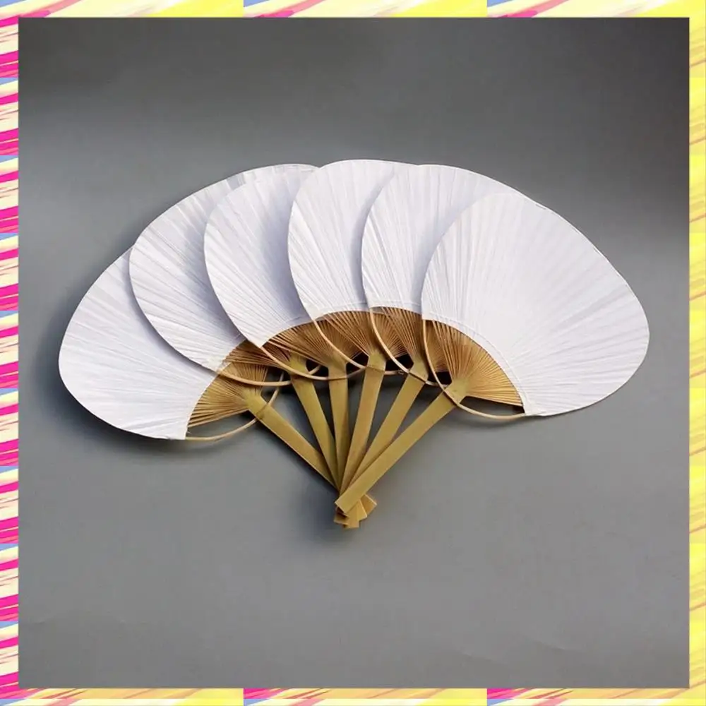 

ABJJ 25Pcs/Lot Wedding White Paddle Fan For Wedding Decoration Children's Diy Fan