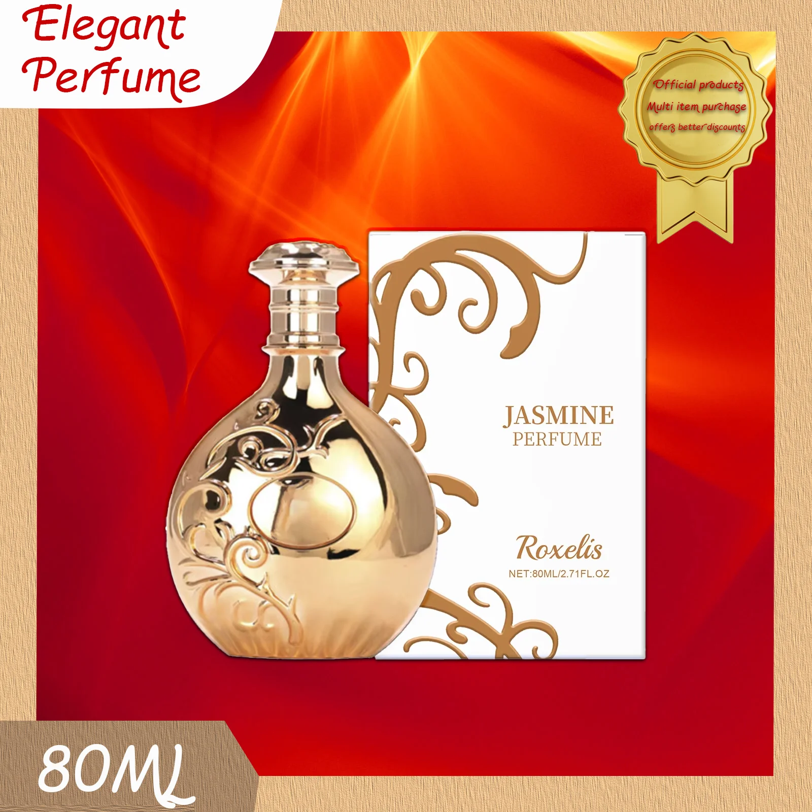 Perfume de jazmín: jazmín fresco como nota principal, fragancia duradera para mejorar el temperamento elegante | Eau de Parfum para Mujer