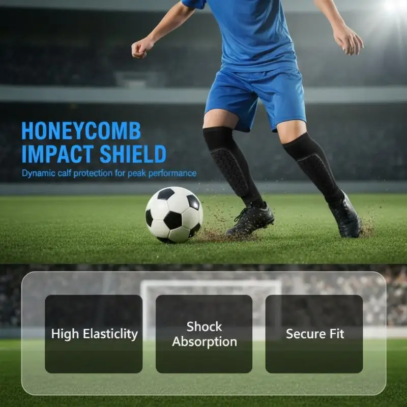 2Pcs EVA Honeycomb Kids Soccer Shin Guard Sleeves With Non Slip Silicone Anti Collision Calf Protector Sports Protective Gear