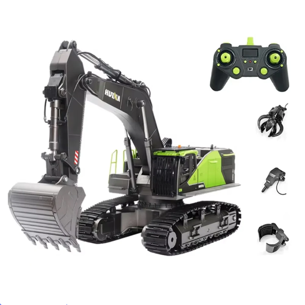 HUINA 1593 1/14 RC Excavator Truck Alloy 2.4GHz Radio Controlled Car 22 Channel Construction Vehicle Sound Toys for Boys Gifts