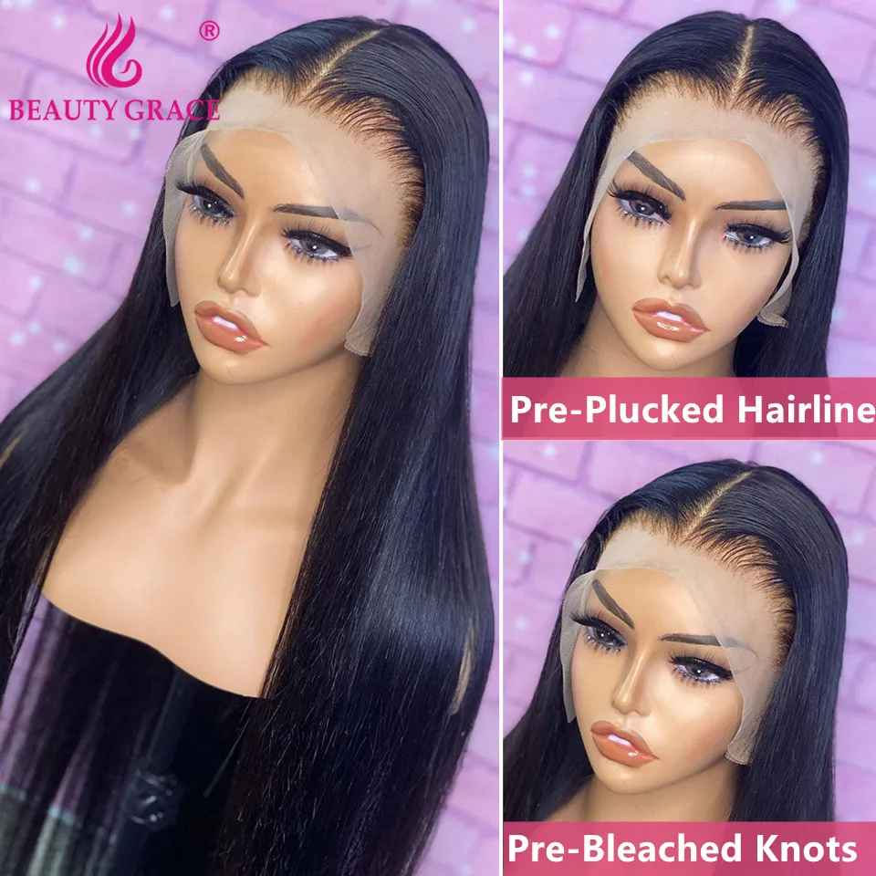 Wig rambut manusia renda Frontal Wig rambut manusia lurus Brasil Wig 13X4 Wig renda depan 4X4 Wig penutupan renda rambut manusia