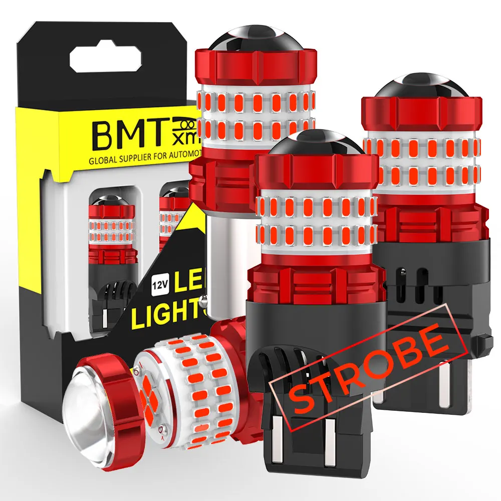 

BMTxms 2PCS Storble Flash T20 7443 W21/5W 1157 BAY15D P21/5W Brake 1156 BA15S P21W 3157 P27/5W T25 LED Reverse DRL Lights Bulb