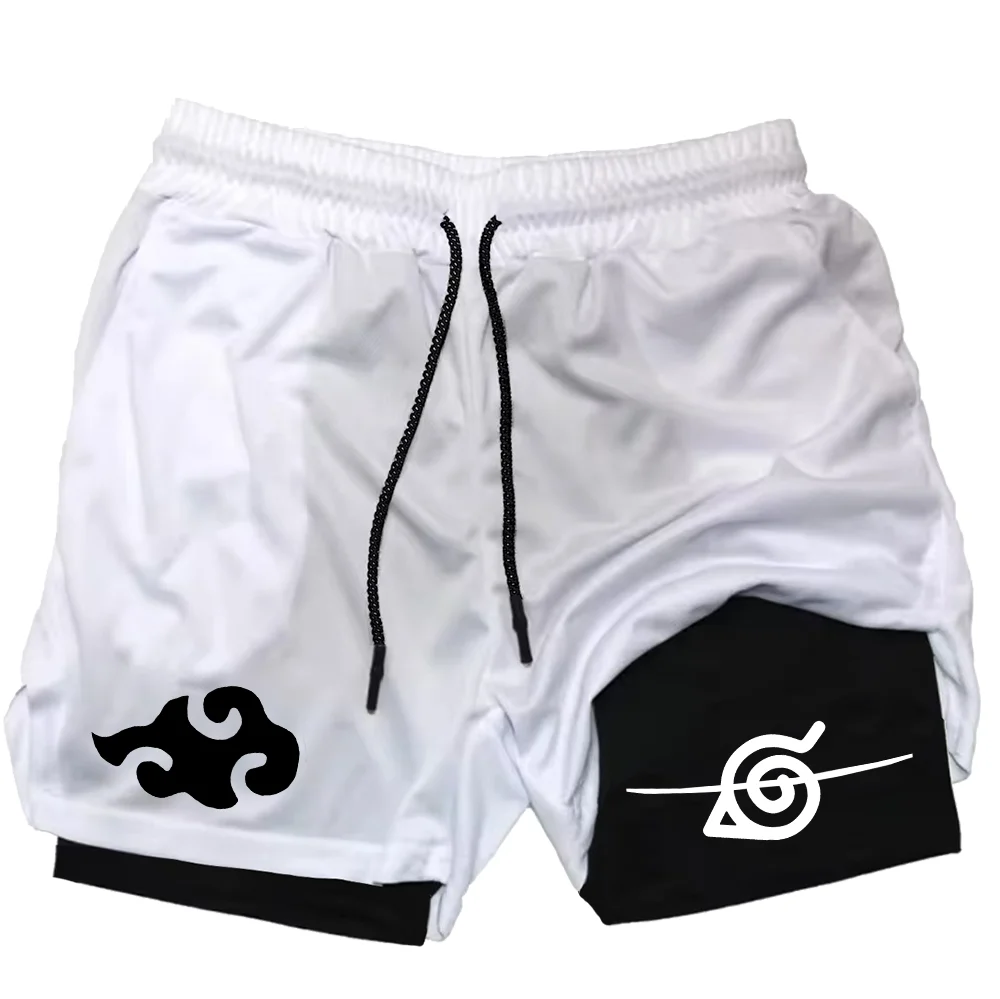 

Naruto Anime Gym Men Shorts 2 In 1 Double Layer Workout Sports Jogging Sportwear Training Shorts Male Summer Performance Shorts