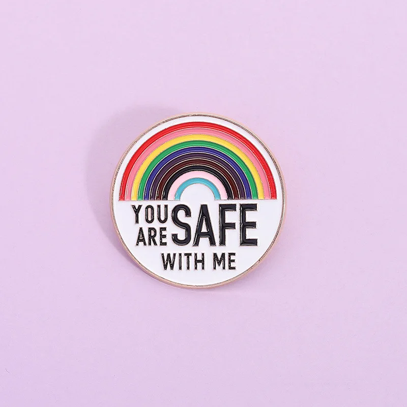Cartoon circular fun metal accessory Enamel Pin Rainbow shaped brooch Metal Brooch Clothing Bag Accessories