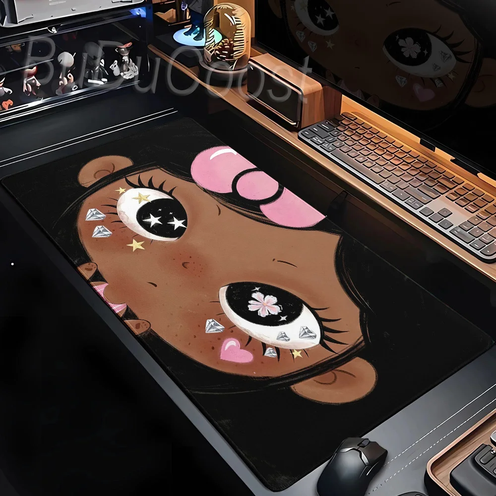 XXL Cartoon Kawaii Yuy Mouse Pad PC Gamers Mechanical Keyboard Table Mat HD Rubber Washable Anti-Slip Lock-Edge Deskpad Playmat