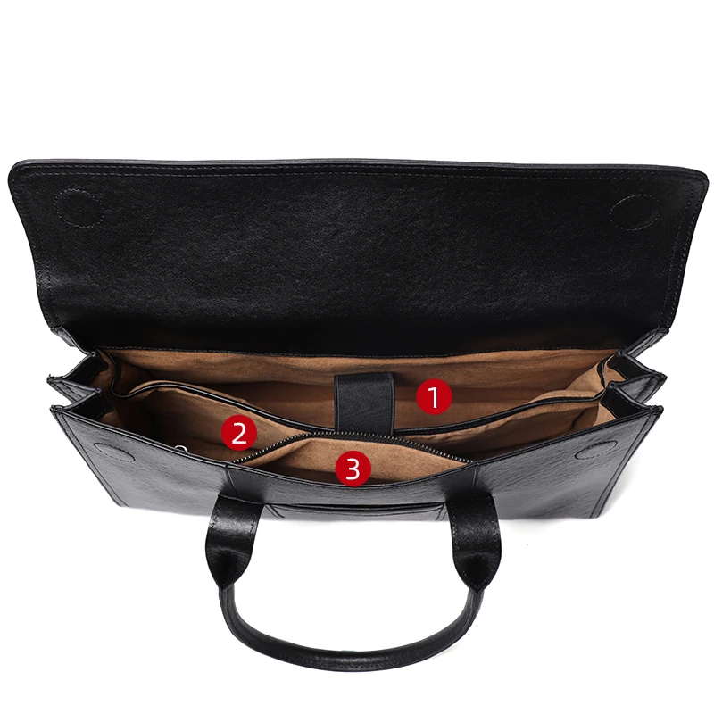 New Design men's Handbag original Leather  Briefcase Large Computer Bag Top Grain Leather Office Bag Men Shoulder Bags Handmade