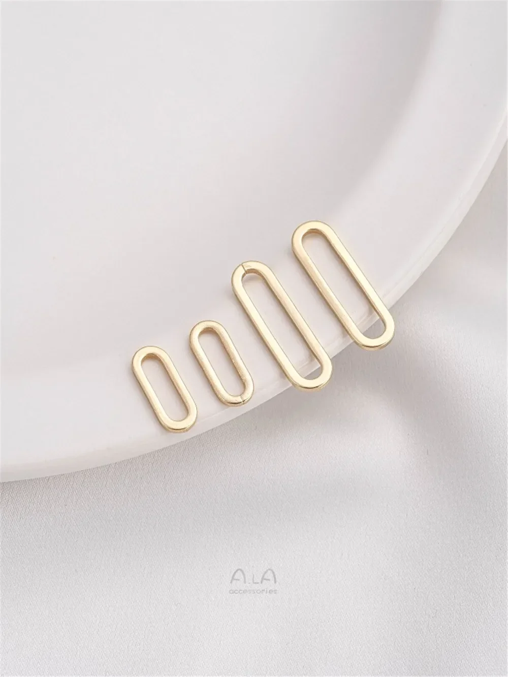 14K Gold Open Closed Loop Elliptical O-shaped Connection Earrings, Hanging Jewelry, Silver Needle Earstuds, DIY Jewelry Set K036