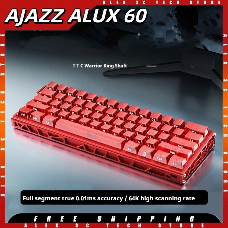 

AJAZZ ALUX60 клавиатура с магнитным переключателем, проводная клавиатура с возможностью горячей замены ARGB 8 кГц 0,125 мс RT 0,01 мм, алюминиевая механическая клавиатура на заказ, подарок