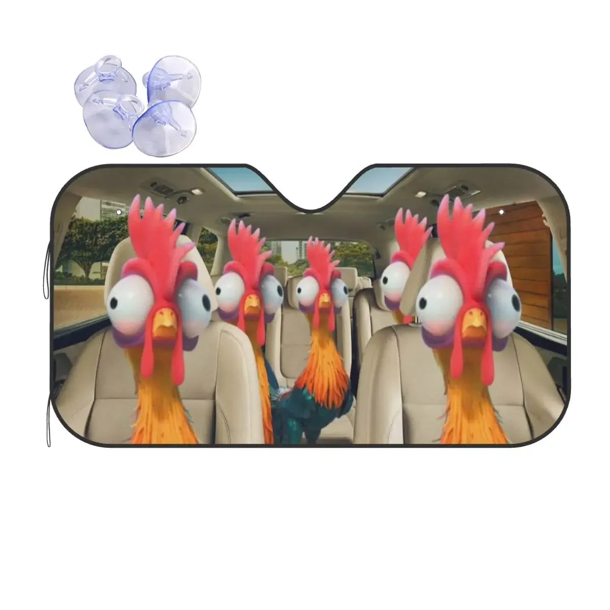 Funny Chicken Driver Sunshade Windscreen Animals Fashion Car Front Window Visor 76x140cm Sun Visor Accessories Covers