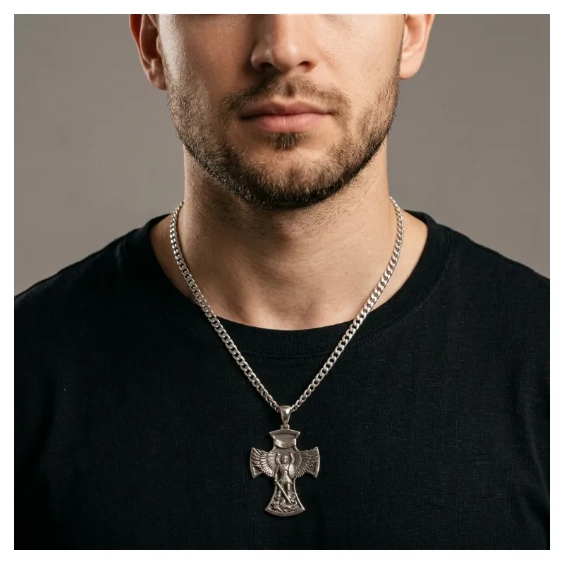 Buy 3 Get 1 Free Classic 13g Stainless Steel Cross St. Michael Apologists Mens Pendant Pendant SheCrown
