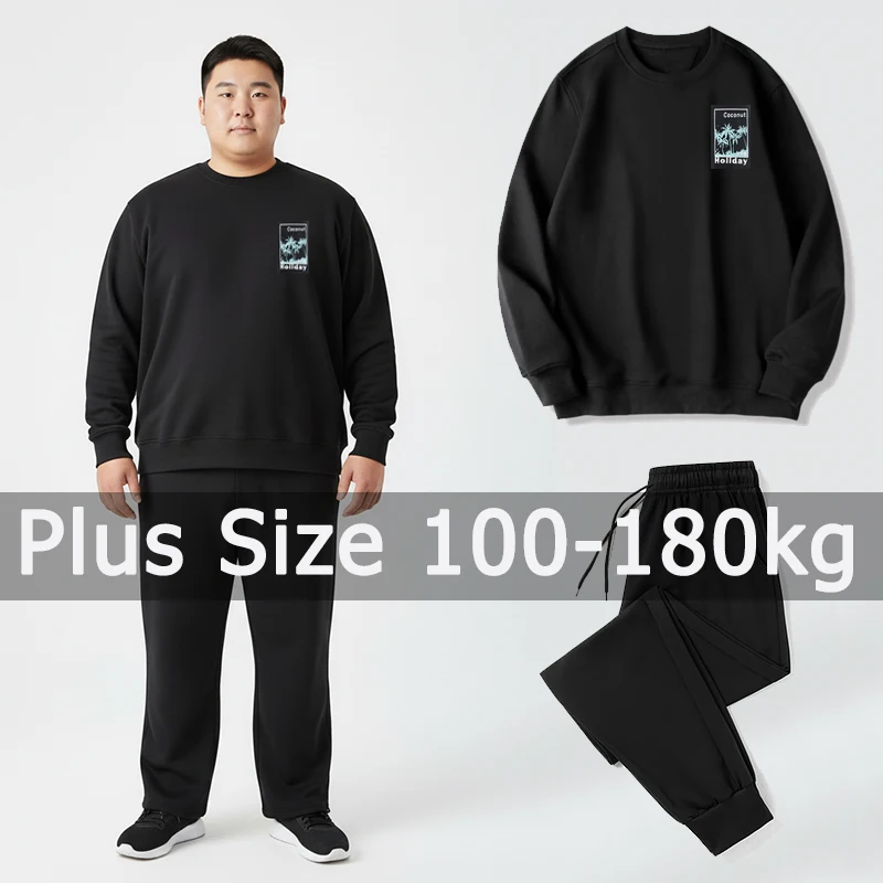 

Plus Size Men Sweatshirt Sets Long Pants Sport Suits 5XL 6XL 7XL 100-180kg Autumn Winter Long Sleeve Tops Big Size Men Clothing
