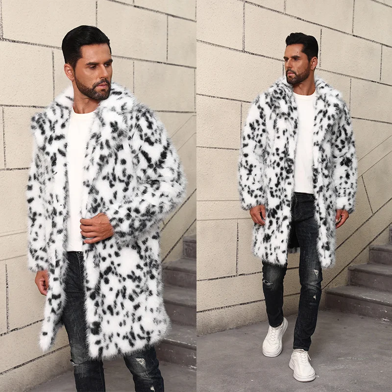 Veste chaude en fausse fourrure pour hommes, manteau épais et chaud avec col de costume britannique mi-long, nouvelle collection