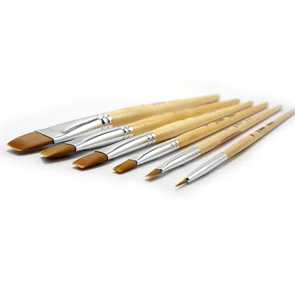 5 pcs/set Wooden Short rod Nylon Hair Brushes Watercolor Paint Brush Oil Painting Brush for Professional Art Students Supplies