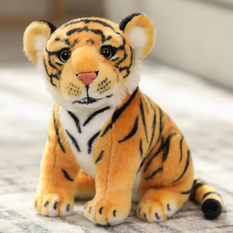 25cm Animal Tiger Plush Doll Toys Simulation Yellow Tiger Soft Stuffed Plushie Children Birthday Gifts