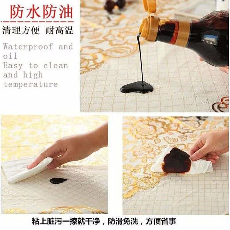 Thickened tablecloth waterproof, scald proof, wash free tea table tablecloth rectangular plastic rubber tea table mat living