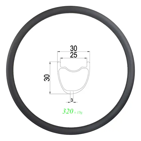 320g SL 29er MTB XC 30mm asymmetric clincher tubeless carbon rim hook-less 25mm inner UD 3K 12K 24 28H 32H offset gravel wheel