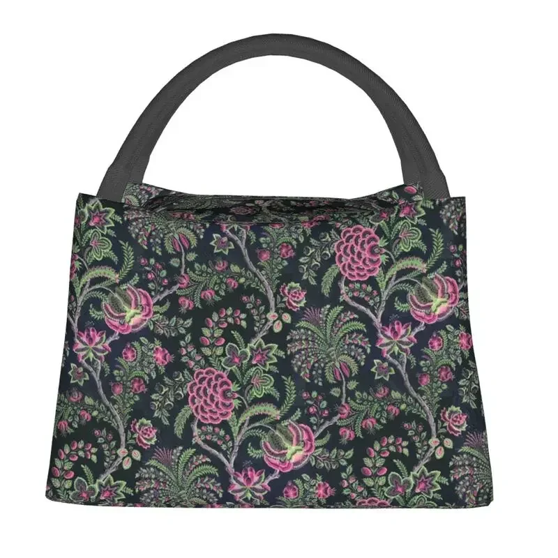 Lancheira com estampa floral floral para mulheres, refrigerador térmico resuável, lancheira isolada para alimentos, escola, trabalho, piquenique, recipiente