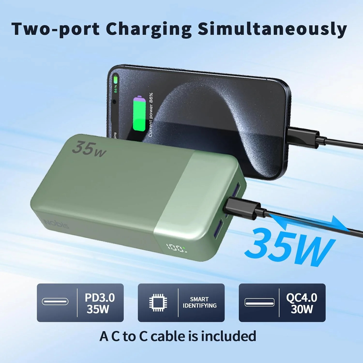 NOBIS Portable Power Bank 35W - Portable Charger 20000Mah 评论和价格