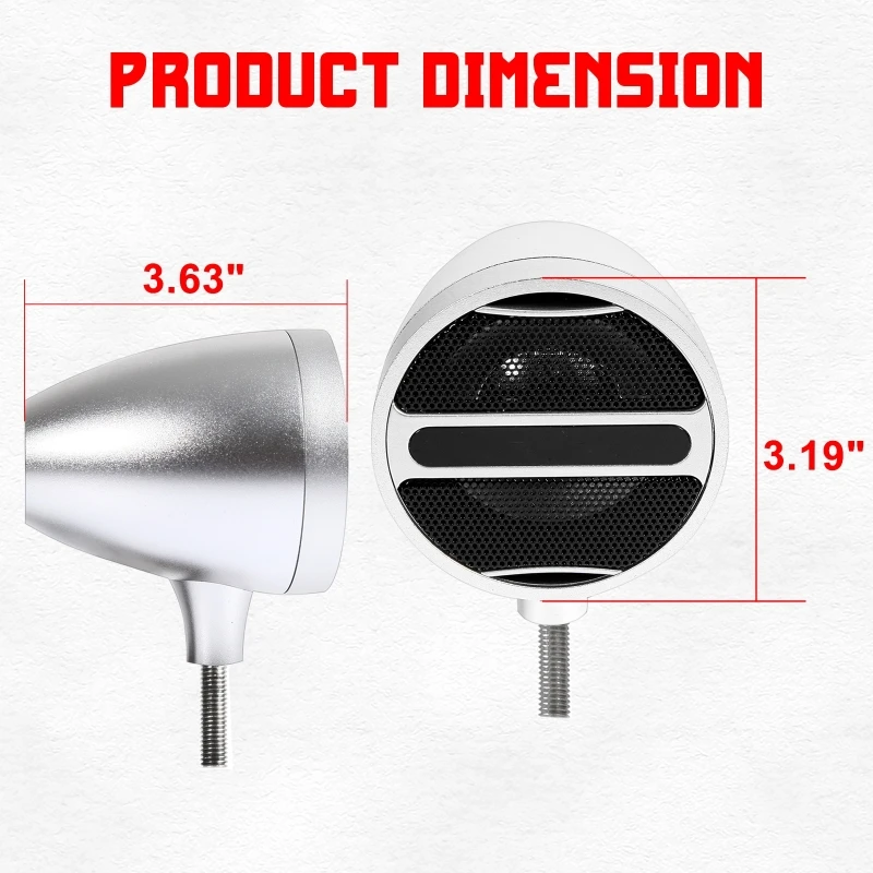 1Pair 3 Inch Motorcycle Stereo Motorbike Bluetooth Speaker Audio MP3 FM Radio with LED Atmosphere Light
