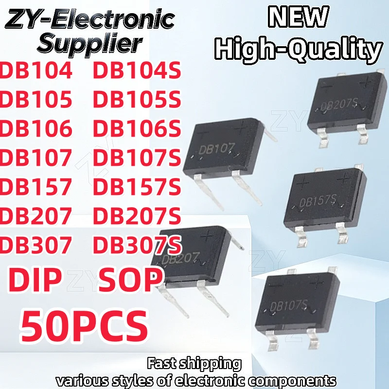 50Uds 100% New DB104 DB105 DB106 DB107 DB157 DB207 DB104S DB105S DB106S DB107S DB157S DB207S DB307S DB307 SOP-4 DIP-4