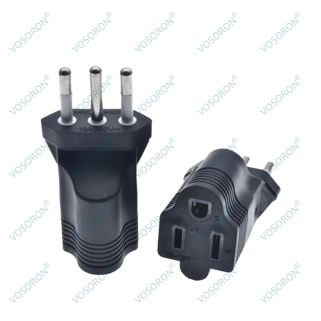 1pc Italy Male Plug to USA AC Nema 5-15R Female Power Adapter US 3 Prong to Italy Travel Plug Connector