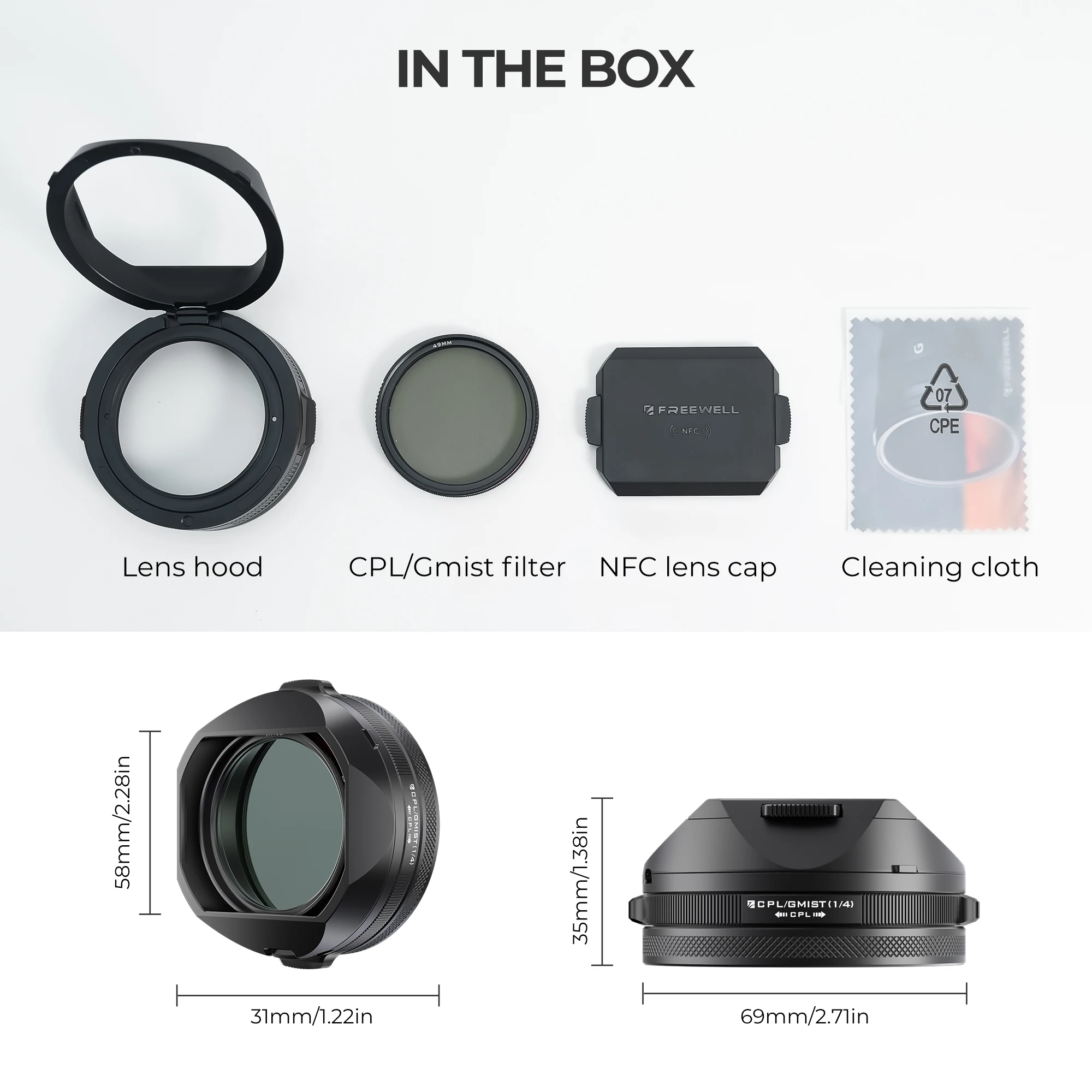 Freewell Lens Hood Featuring CPL & Black Mist Filters Flipable Design and NFC Cap Compatibility Leica Q3 43 Cameras Accessories
