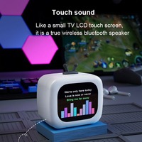 SU7 Mini Portable Bluetooth Speaker with Lyrics Display Touchscreen Subwoofer Support Weather Forecast Alarm Clock TF Card Play