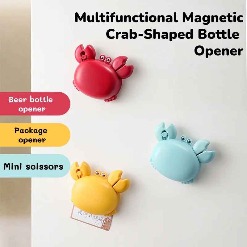 Creative Magnetic Crab-Shaped Bottle Opener Mini Scissors  Package Opener All-in-One Multifunction Home Essentials Set Practical