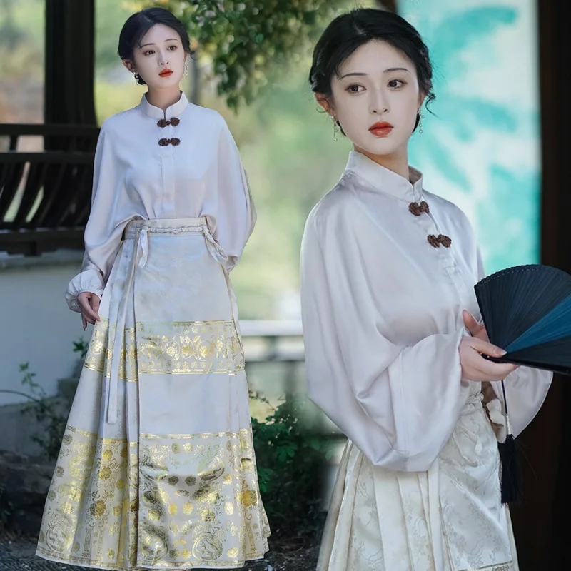 New Chinese Style Hanfu Song Dynasty Hanfu Dress Horse Face Pleated Skirt Vintgae Elegant Eastern Traditional Clothing Vestidos