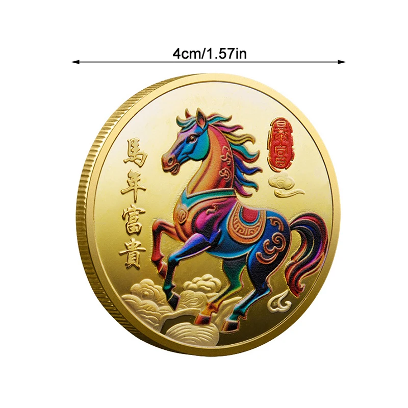 عملة الصينية الحصان الديكور 2026 زودياك الحصان الملونة التذكارية ميدالية سنة الحصان عالية الجودة عيد ميلاد تذكارية